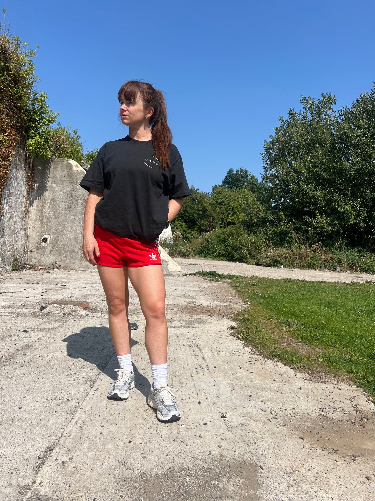 MOVE Oversized Faded T-Shirt. Front and back logo
